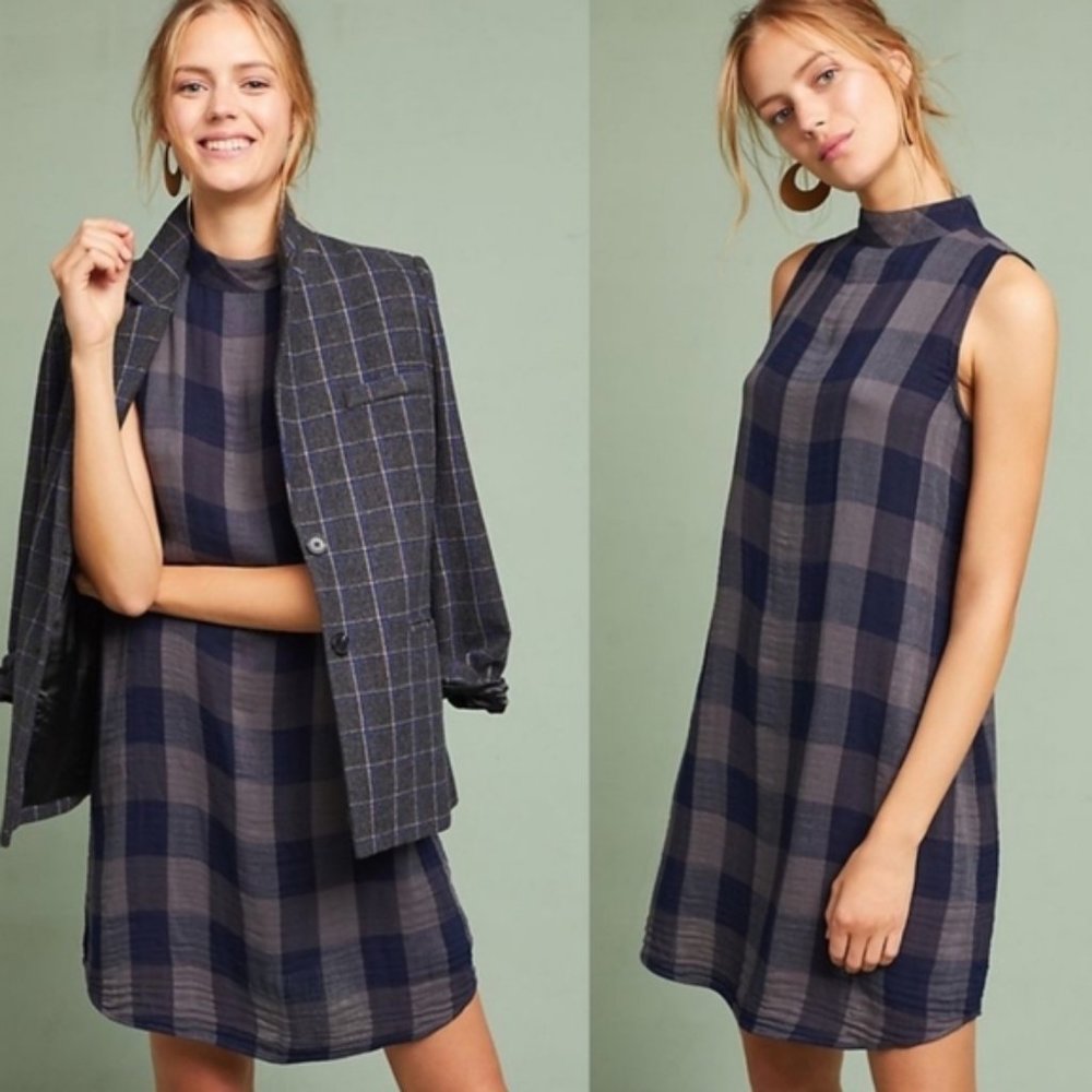 Anthro Cloth & Stone Plaid Swing Dress